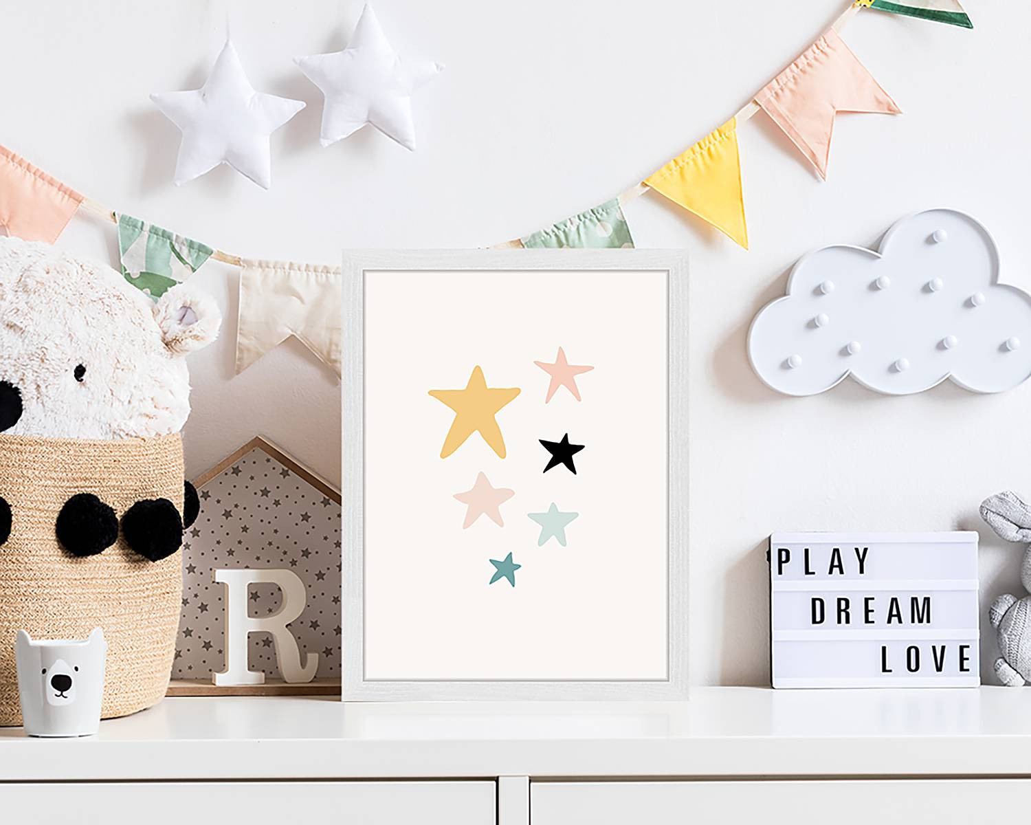 home24 Love Stars abstracte poster in meerdere kleuren, 33 x 43 cm