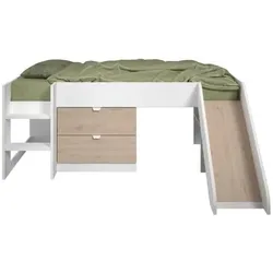 Parisot, Komplett-Babyzimmer, Kinderschiebebett - Jackson Oak und White Decor - Boxspring inklusive - 90 x 200 cm - SLIDE