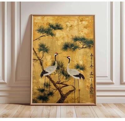 Uplifted Finds Crimson Solar Crane   Vintage Ukiyo e Archival Print   Executive Studio & Traditional Zen Sanctuary Decor hw20225 11 40 X 50 Cm Unframed