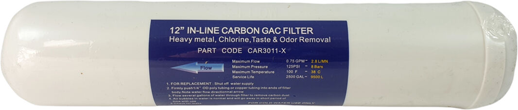 Filtro In Linea Carbone Attivo Granulare (Gac) 1/4" Fpt 2,5"X12"