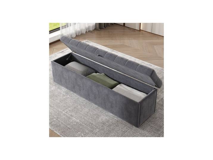 Velvet upholstered bench upholstered bench seat bed stool bench with storage space 135 x 41 x 42 cm grey
