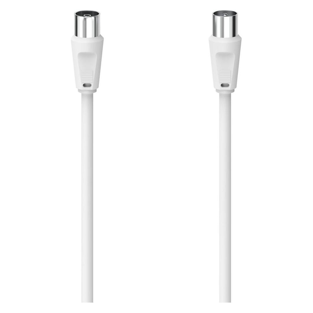 Hama Antennen-Kabel, Koax-Stecker - Koax-Kupplung, 1,5 m, 75 dB, Weiss (75 dB, Antennenkabel) (00305042)