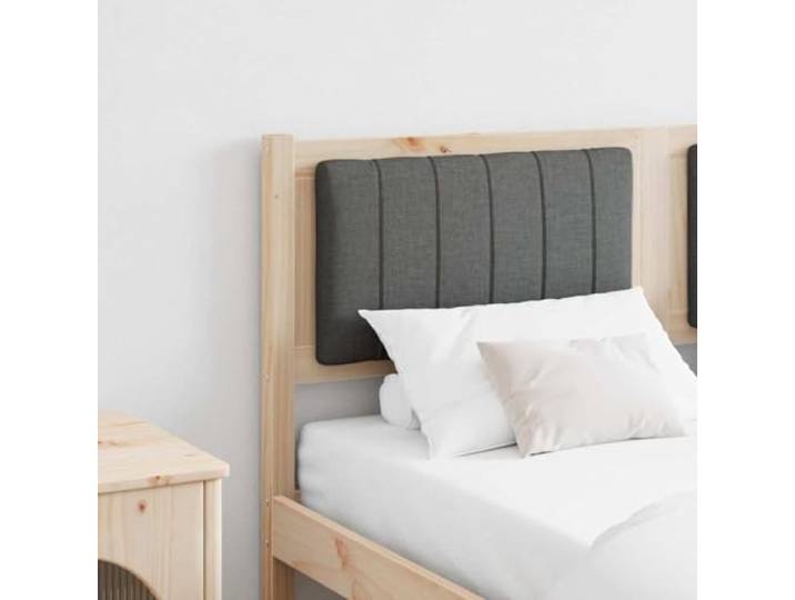Gepolstertes Kopfteil aus massivem Kiefernholz, braun 135 cm, modernes Design mit geraden Linien, Polsterseite Polyester, Rückseite inklusive, leichte Reinigung