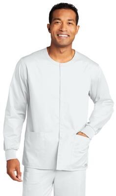 Wonderwink WW3080 WorkFlex Snap-Front Scrub Jacket in White size 2XS   Polyester Blend