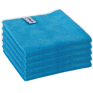Vikan Allzwecktuch Basic Mikrofaser-Tuch, 40 x 40 cm, aus Mikrofaser, blau, waschbar, 5 Stück