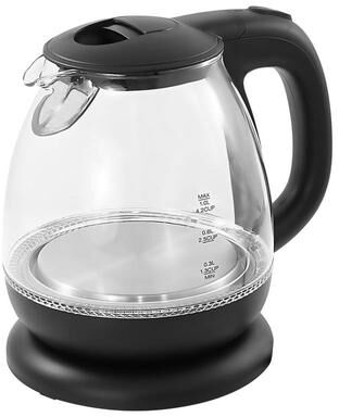 Elite Cuisine EKT0501 1L Electric Glass Water Kettle, Black