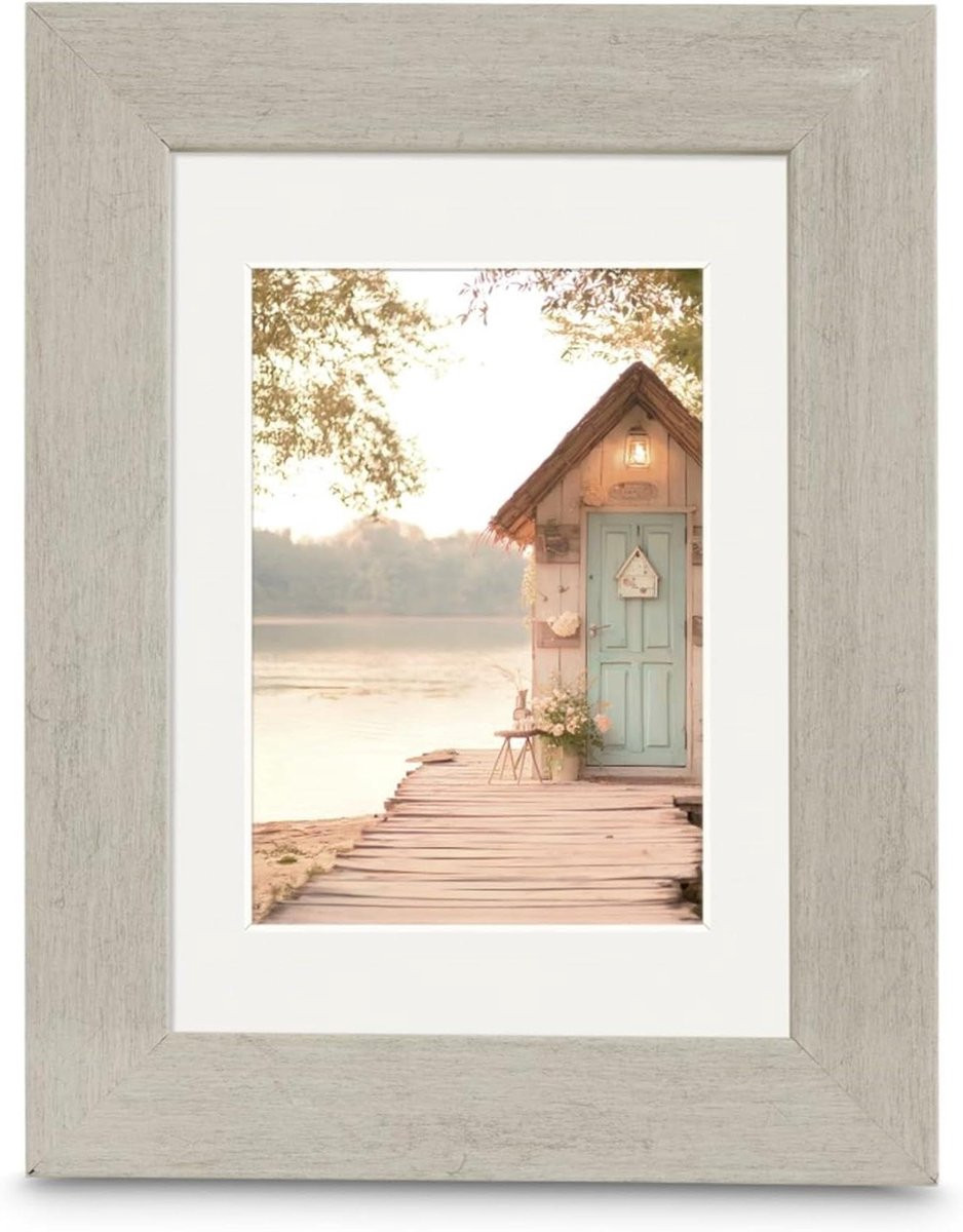 Fotolijst Cottage Wandlijst met Tafelstandaard in Taupe - 15 x 20 cm - Shabby Look