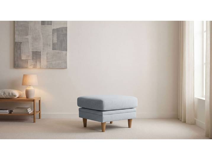 Polsterhocker OTTO HOME Arellano, Breite 63 cm , grau (gray), B:63cm H:47cm T:63cm, 100% Polyester, Hocker, Polsterhocker, klassisches Design, mit Massivholzfüßen, Webstoff fein, Chenille