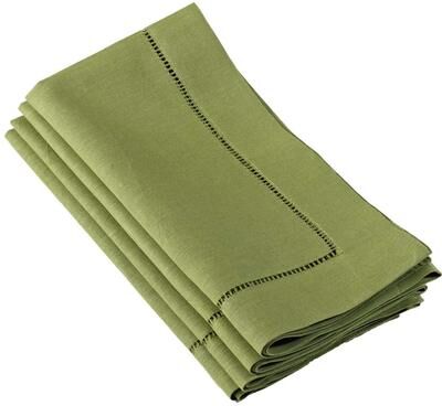 Saro Lifestyle Hemstitched Linen Dinner Napkins (Set of 4)
