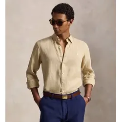 Polo Ralph Lauren für Herren. 710966294520 Beiges Custom-Fit-Leinenhemd (L), Lässig, Langarm