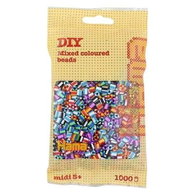 Hama 207-90 - DIY Bügelperlen Midi 5+, ca. 1000 Stück, Mix gestreift