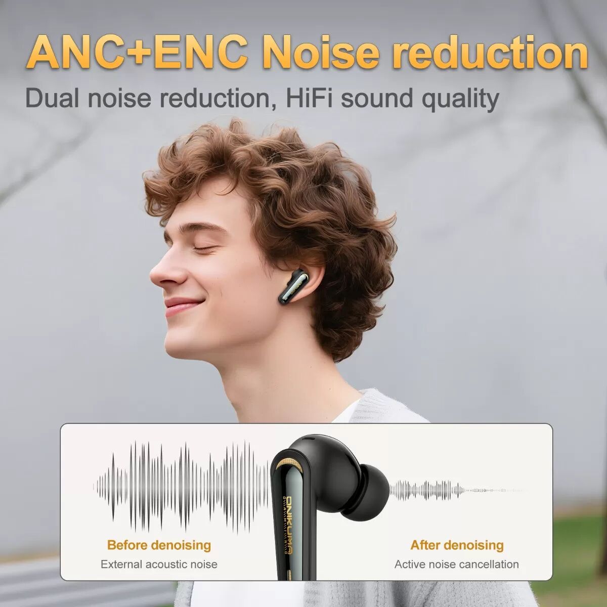 INF TWS Bluetooth Ohrhörer True Wireless ANC Dual-Mode 2.4G+Bluetooth 5.4 USB-C-Ladecase, kompatibel mit Jieli AC7003D4, IPX4 Schwarz