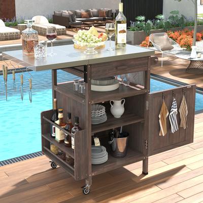 Chichoice Small Outdoor Grill Cart with Stainless Steel Top