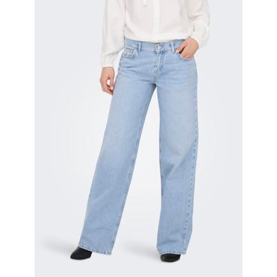 Low-rise-Jeans ONLY "ONLBRENDA LOW WIDE DNM CRO045", Damen, Gr. L (40), Länge 32, light blau bleached denim, Denim/Jeans, Obermaterial: 100% Baumwolle, unifarben, lang, Jeans, Baumwolle, low waist, wide fit