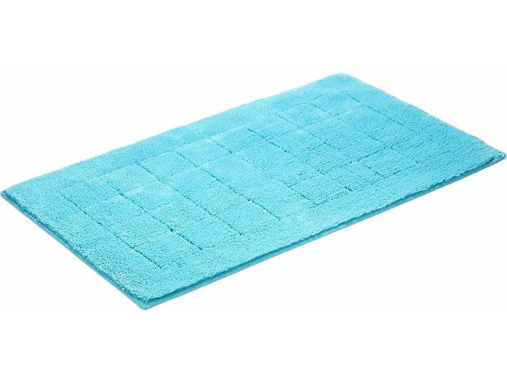Badematte VOSSEN Exclusive Gr. 4, blau (light azure), H:20mm, Baumwolle, Badematten, Badematte, Badteppich, Uni-Farben, Karo Muster, Hoch-Tief Effekt, reine Baumwolle