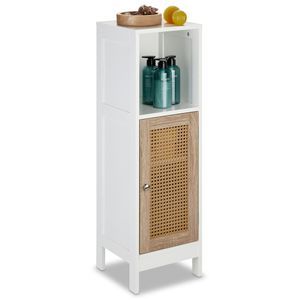 Relaxdays Badschrank 10035341, mit 4 Füßen, braun / weiß, mit Tür, (B/H/T) 30 x 96,5 x 30 cm