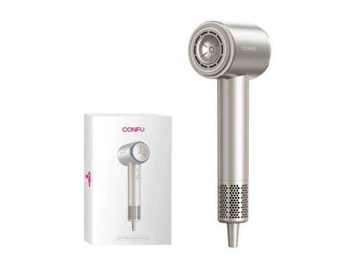 CONFU Kangfu Sèche-cheveux à haute vitesse F10 Blanc, Vitesse 11 W, Puissance 1600 W, Soin des cheveux aux ions négatifs à haute concentration, Flux d'air puissant pour un séchage rapide et efficace.