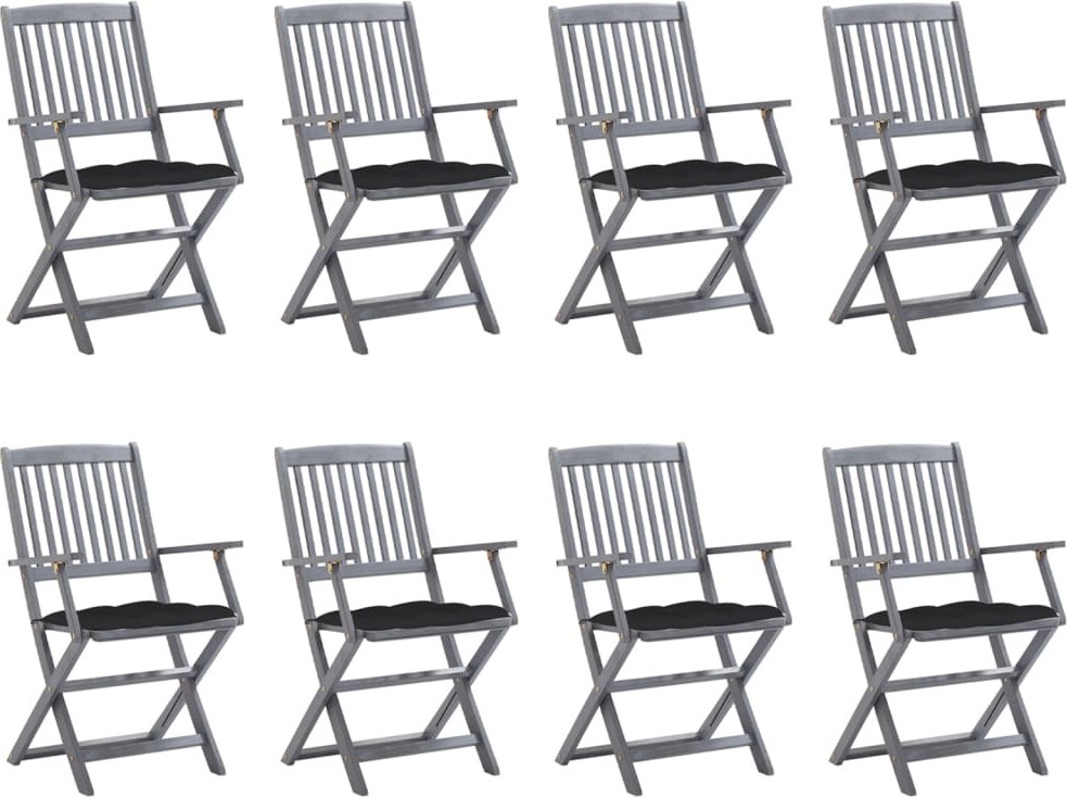 Klappbare Gartenstühle 8 Stk. mit Kissen Massivholz Akazie