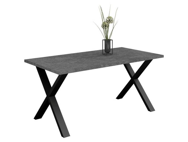 Livetastic Esstisch, Graphit, Schwarz, Metall, rechteckig, X-Form, 90x78x180 cm, Esszimmer, Tische, Esstische