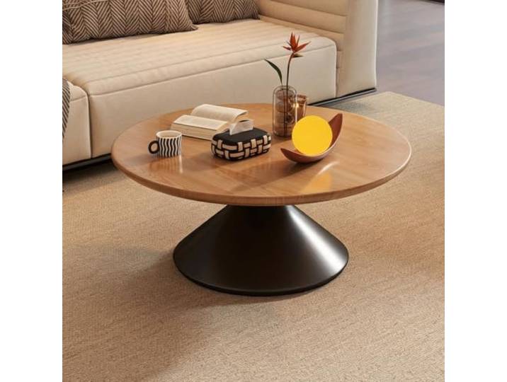 VSLreoiFX Modernes minimalistisches luxuriöses rundes Holz Satztisch-Set mit 2 Stück Vielseitiger dekorativer Mitteltisch für Verschiedene Bereiche，Wohnmöbel für Wohnzimmer(E,70cm/27.6in)