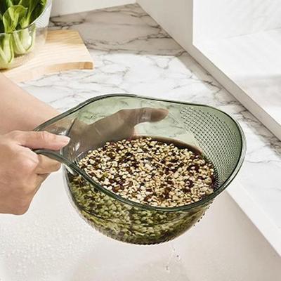 Modern Mode Marketplace Quick Drain Rice Washing Bowl Plastic Colander For Rice, Fruit And Vegetables green