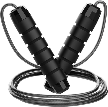 Discount Dollar Deals Adjustable Steel Wire Jump Rope For Fitness Tangle Free Exercise Rope For Home Workout black