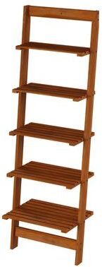 Lavish Home 5-Tier Wood Ladder Bookshelf, Cherry