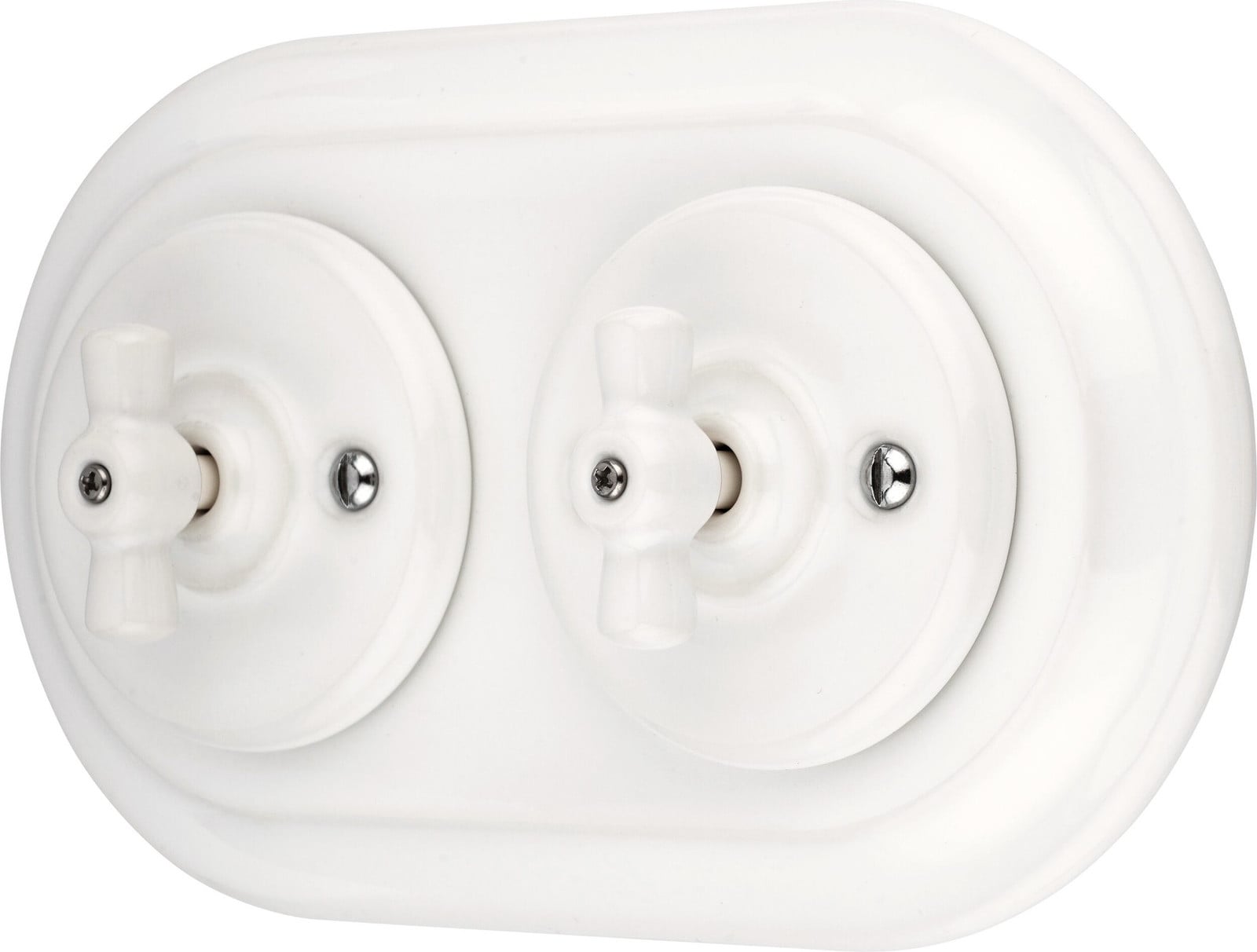ADAKAT Retro Inbouw Schakelaar Serie PR1, 2-voudige Draaischakelaar, Porselein, Wit