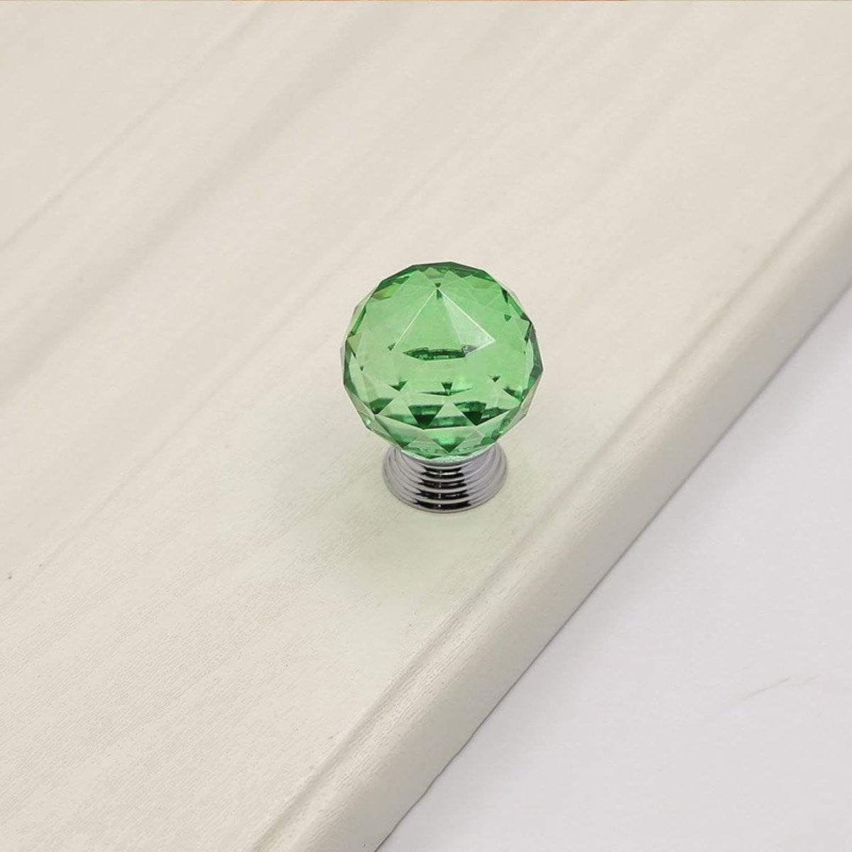 Set van 6 groene kristallen ladeknoppen met glazen bol handvat, diameter 30mm