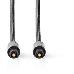 Nedis Optisches Audiokabel - Toslink Stecker - Toslink Stecker - 5.00 m - Rund - Geflochten - Gun Metal Grau - Verpackung mit Sichtfenster