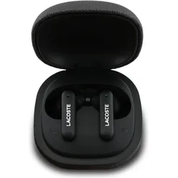 Lacoste Iconic Petit Pique TWS Bluetooth-Kopfhörer mit hochwertiger Geräuschunterdrückung (ANC, 6 h, Kabellos), Kopfhörer, Schwarz