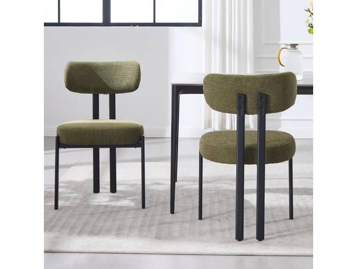 Wahson Chaise de Salle à Manger Lot de 2 Chaise Salle à Manger Rembourrées Chaise de Cuisine Scandinave Moderne Chenille Vert
