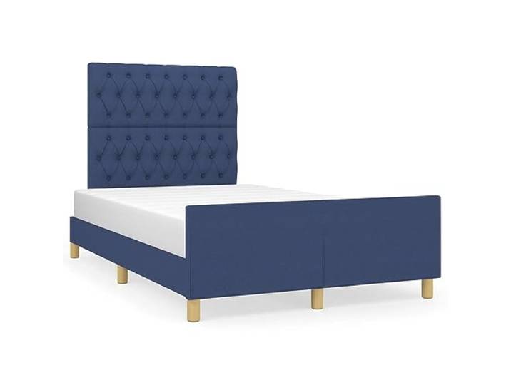 PUGYNBK Bettgestell ohne Matratze, Stoff, Blau, 120 x 190 cm Verstellbares Kopfteil, stabile Beine, Holzlatten, Lattenrost