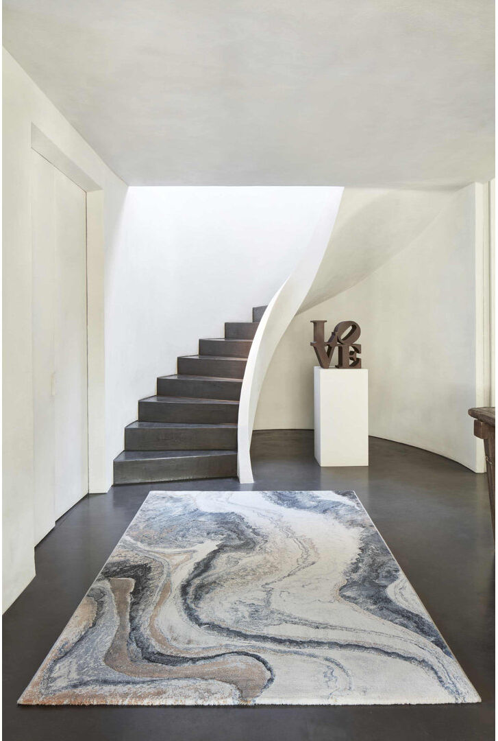 17 Stories Aceyon Rectangle Abstract Area Rug Blue Rectangle 133 x 195cm