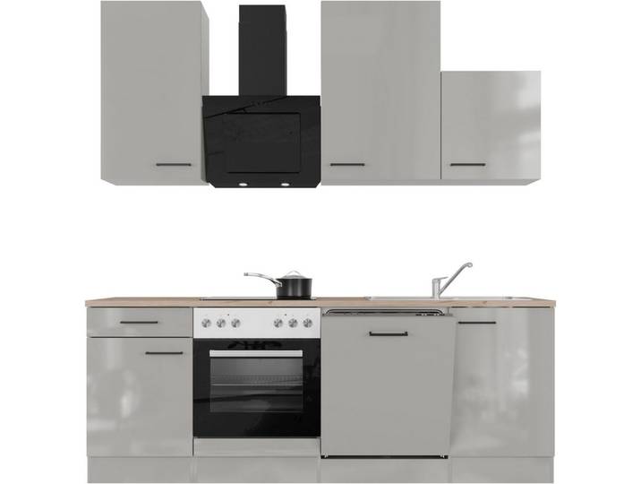 Flex-Well Küche Lund, wahlweise mit E-Geräten, Breite 220 cm, glänzende Fronten