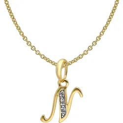 trendor 41520-N Buchstaben-Anhänger N Gold 333/8K mit vergoldeter Silberkette, 45 cm