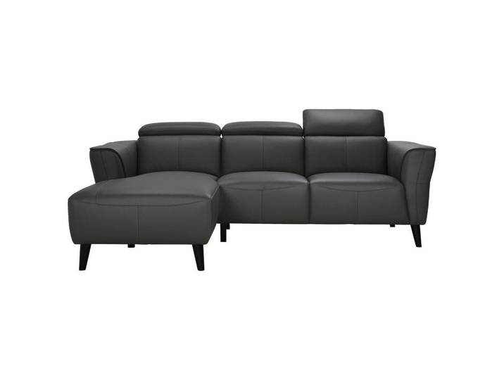 P & B Ecksofa, Grau, Echtleder, Büffelleder,Büffelleder, 223x173 cm, Wohnzimmer, Sofas & Couches, Wohnlandschaften, Ecksofas