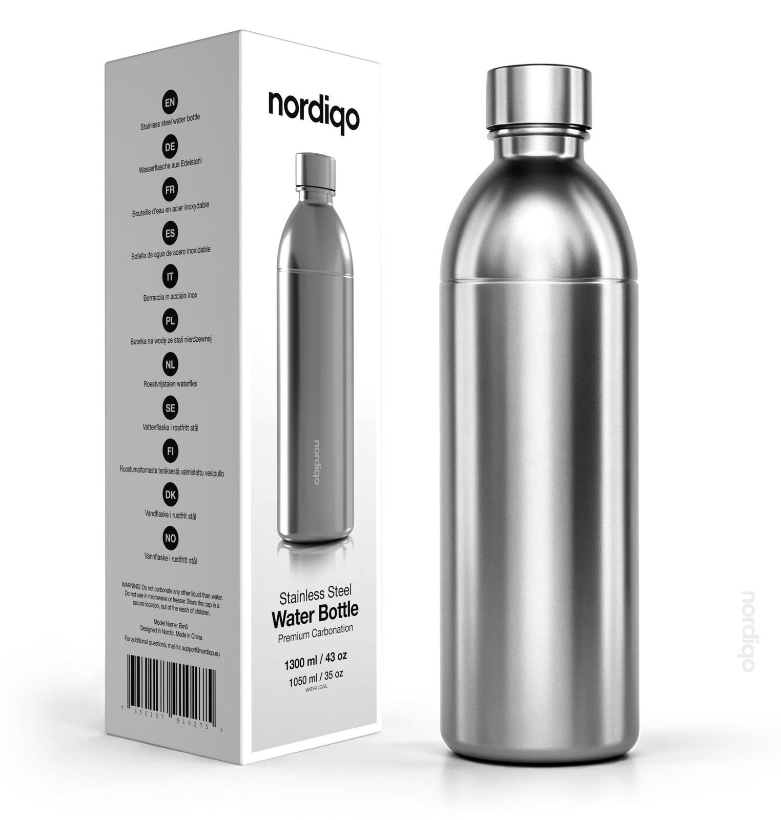 Dripio RVS-fles 1,3 liter compatibel met de Aarke koolzuurmachine