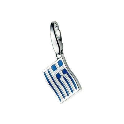 Charm-Einhänger "Griechenland-Flagge, Silber 925", bunt, GIORGIO MARTELLO MILANO, Charms, Damen