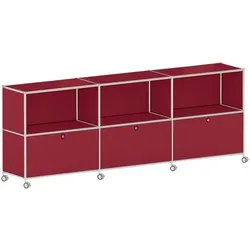 viasit Sideboard »System 4« auf Rollen rot, 227.9x82.6x40.4 cm