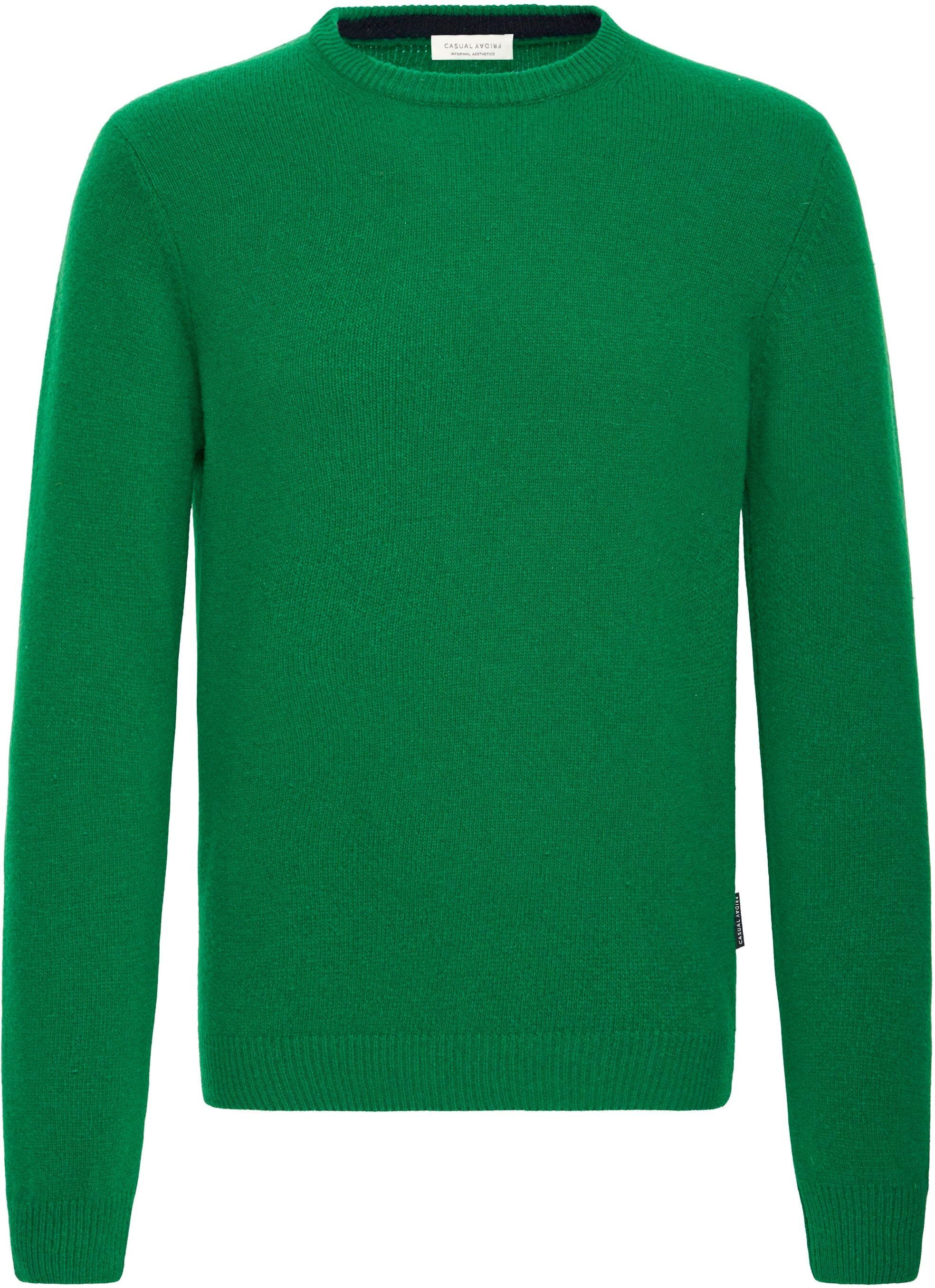 Strickfleece-Pullover CASUAL FRIDAY "Strickpullover CFKarl", Herren, Gr. L, grün (fairway), Obermaterial: 80% Wolle WO. 20% Polyamid PA., normal, Pullover Strickfleece-Pullover