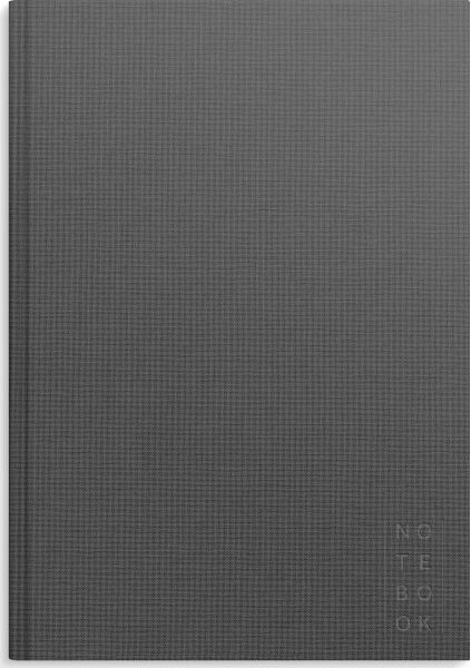 Burde Notesbog, Tekstil, A4, Blank, Dark Grey