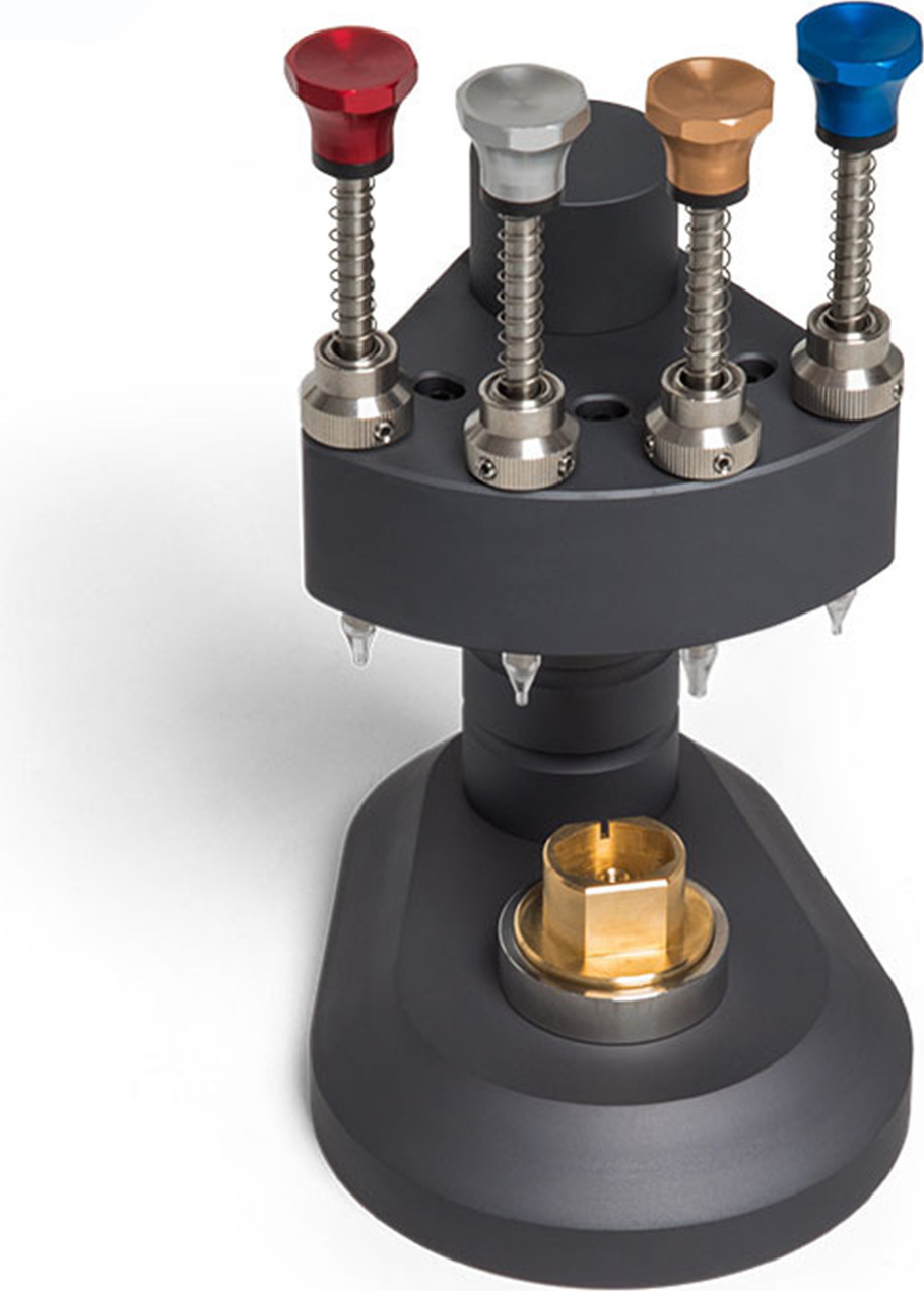 SELVA Pressstock mit 4 Spindeln zum Zeigersetzen, Zeigersetzgerät, Uhrmacherwerkzeug