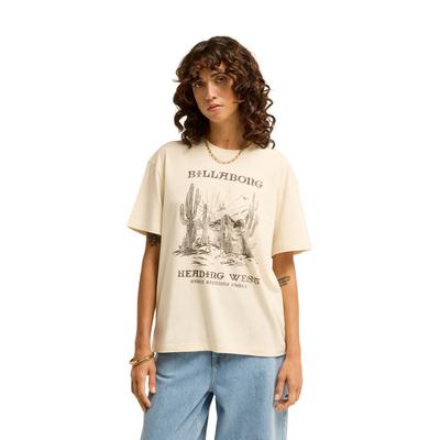 T-Shirt BILLABONG "Heading West", Damen, Gr. XS, beige (weiß cap), Obermaterial: 70% Baumwolle, 30% Baumwolle., Shirts T-Shirt