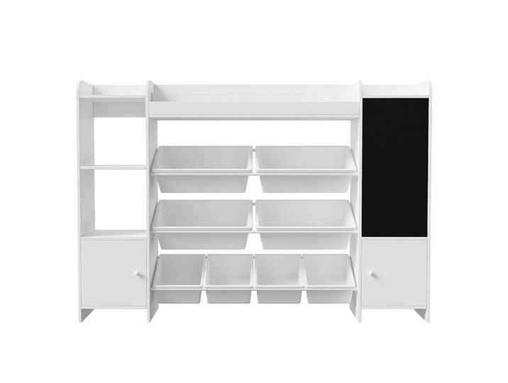 EuroLiving Bücherregal Kinder, 4 Ebenen, 5 Fächer, 8 abnehmbare Boxen, Schlafzimmer/Spielzimmer, weiß, Weiß, Holz, 137x94.5x30 cm, Wohnzimmer, Regale, Bücherregale