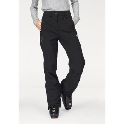 Skihose POLARINO, Damen, Gr. 44, N-Gr, schwarz (schwarz (skihose aus beständigem material)), Softshell, Obermaterial: 94% Polyester, 6% Elasthan. Futter: 100% Polyester, bequem lang, Hosen Skihose, Obermaterial wasserabweisend, windabweisend und...