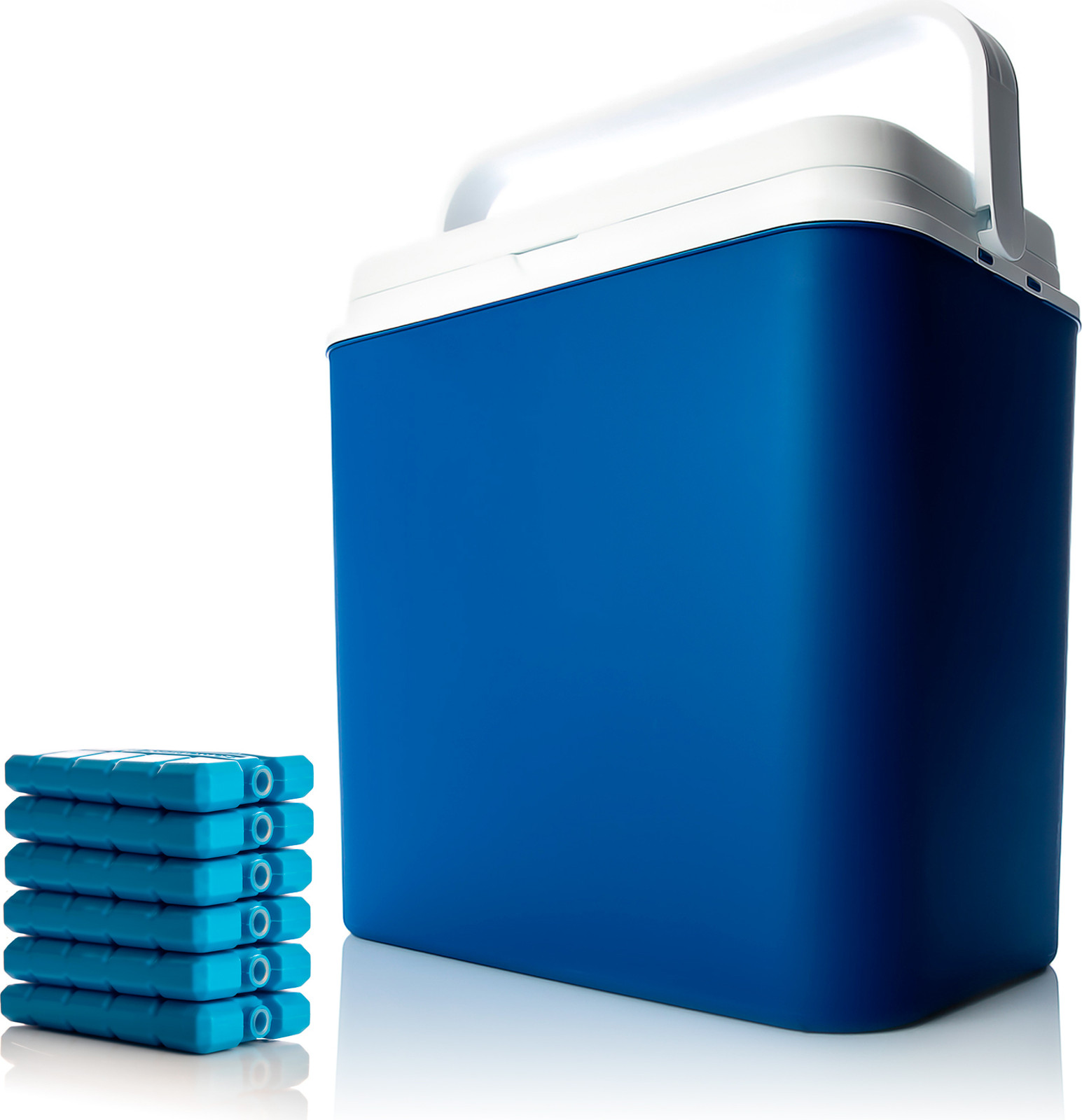Thats Shopping Koelbox 24 liter blauw/wit inclusief 6 koelaccu's voor picknick en kamperen