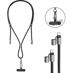 Intenso Handykette mit USB-C Lade- und Datenkabel – 60W Schnellladen, größenverstellbar, 1,65 m, Nylon, USB-C zu USB-C, schwarz