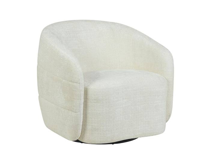 Fauteuil de salon pivotant en chenille écrue