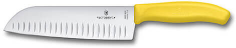 Victorinox Swiss Classic Yellow 17cm Santoku Knife Fluted Blade